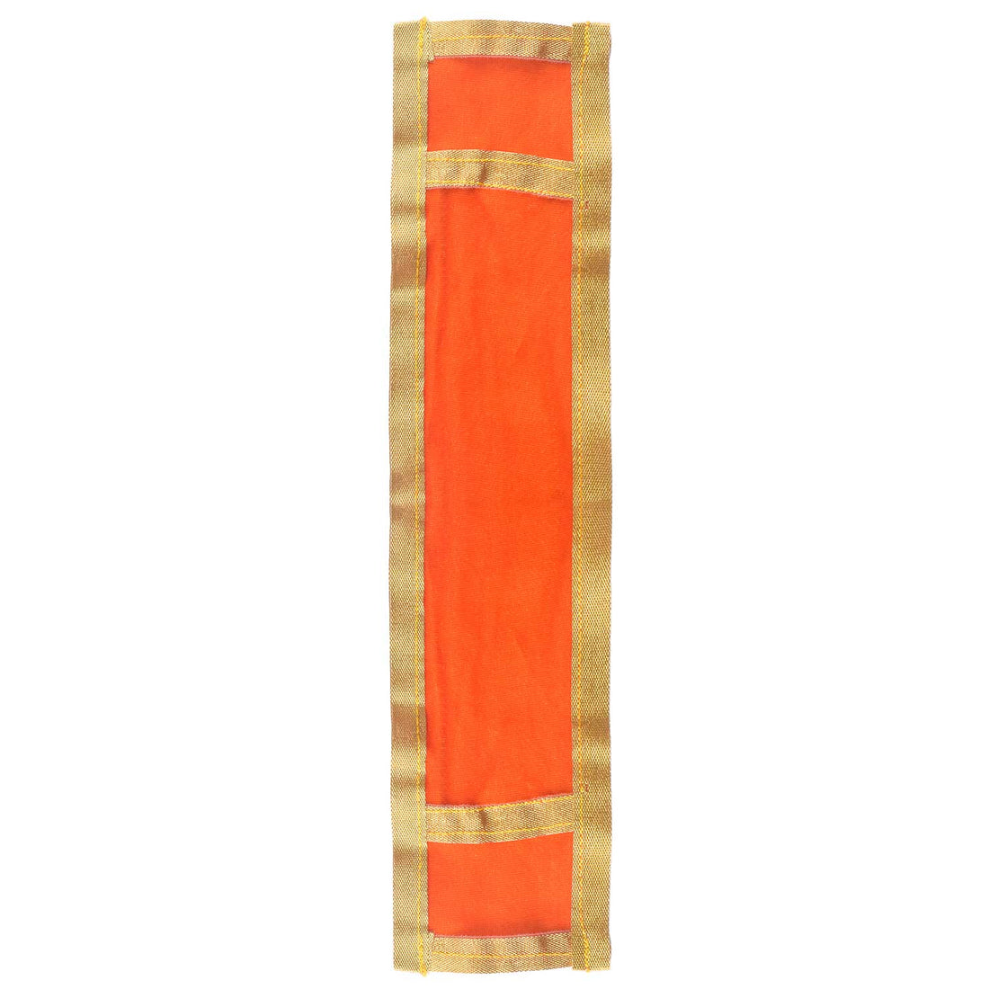Orange Velvet Ganpati Idol Patka With Classic Gold Border