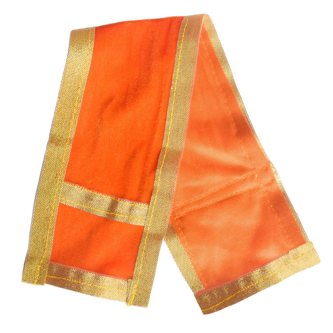 Orange Velvet Ganpati Idol Patka With Classic Gold Border
