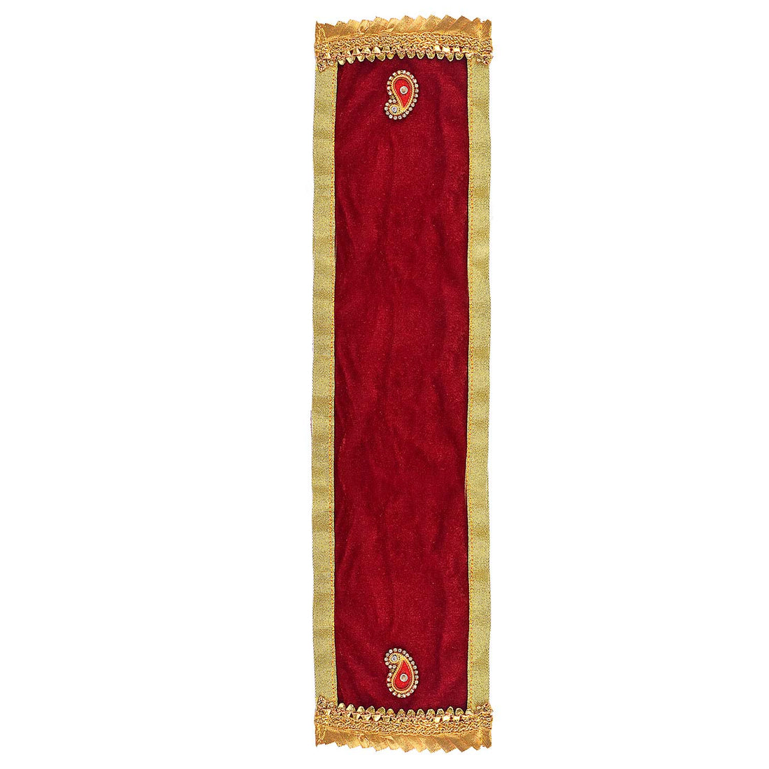 Designer Velvet Maroon Ganpati Idol Patka - 32 Inch