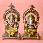 8.7 Inch Timeless Brass Lakshmi Ganesha Idol