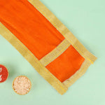 Orange Velvet Ganpati Idol Patka With Classic Gold Border
