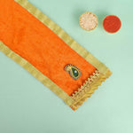 Royal Orange Velvet Ganesha Idol Patka - 31 Inch