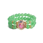 Light Green Stone Bracelet with Jai Guruji Swaroop