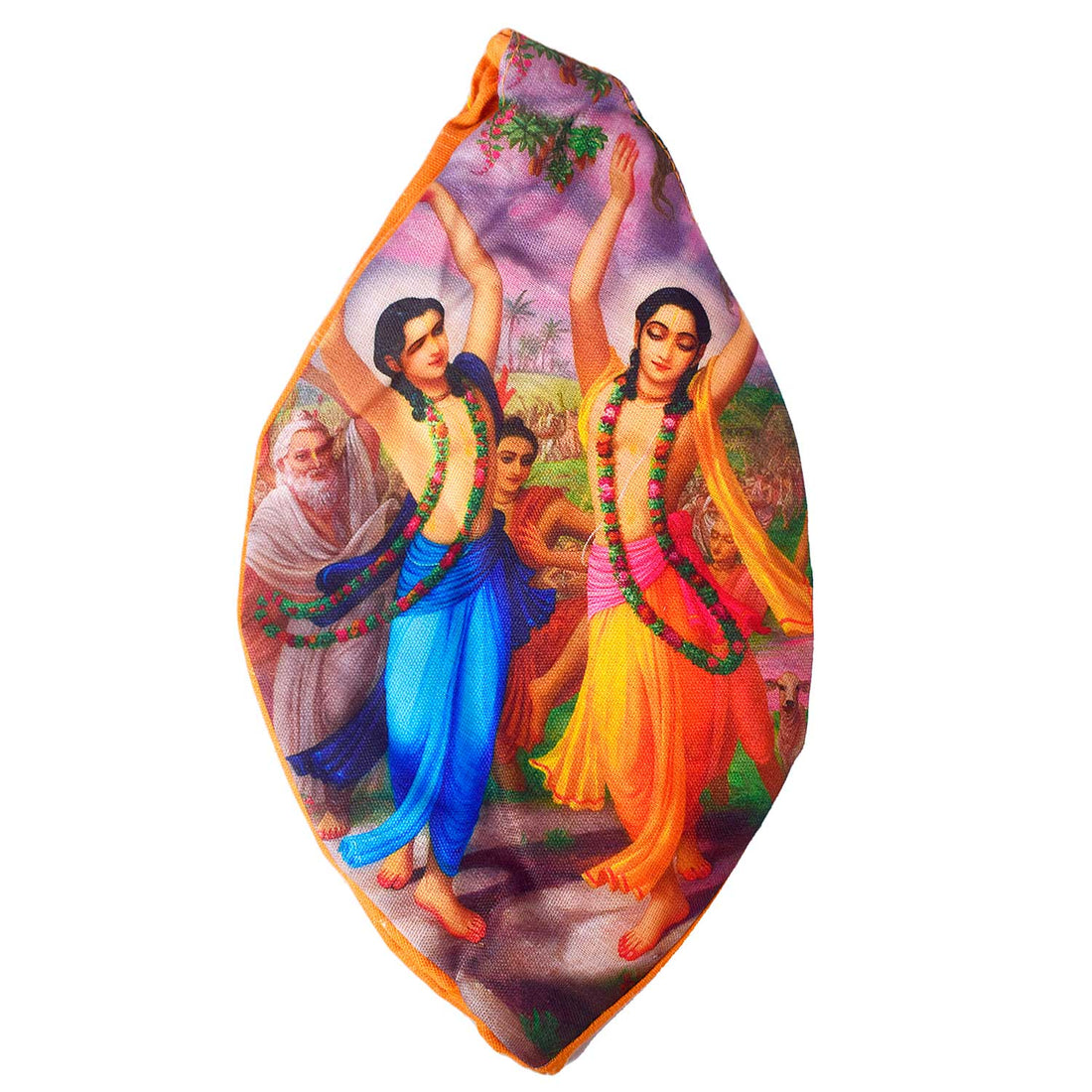 100% Cotton Printed Jap Mala Jholi Bag (Color Kesari)