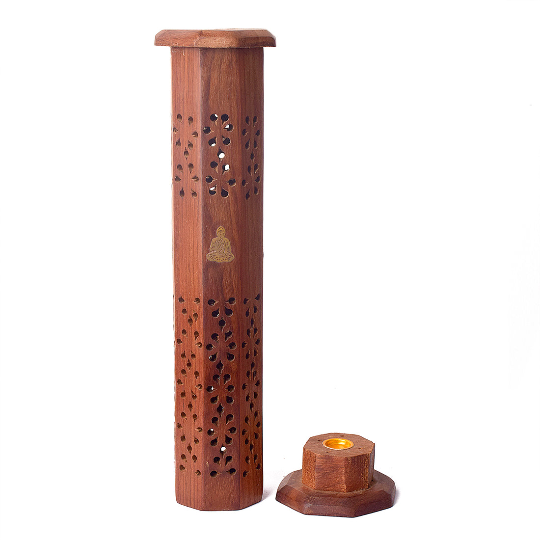 Handcrafted Wooden Standing Incense Holder for Pooja and Home Decor