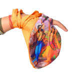 100% Cotton Printed Jap Mala Jholi Bag (Color Kesari)