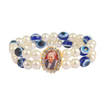 White Pearl with Evil Eye Double Layer Guruji Swaroop Bracelet