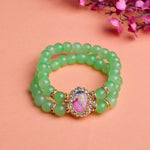 Light Green Stone Bracelet with Jai Guruji Swaroop