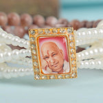Wine & White Pearl Four Layer Guruji Swaroop Bracelet