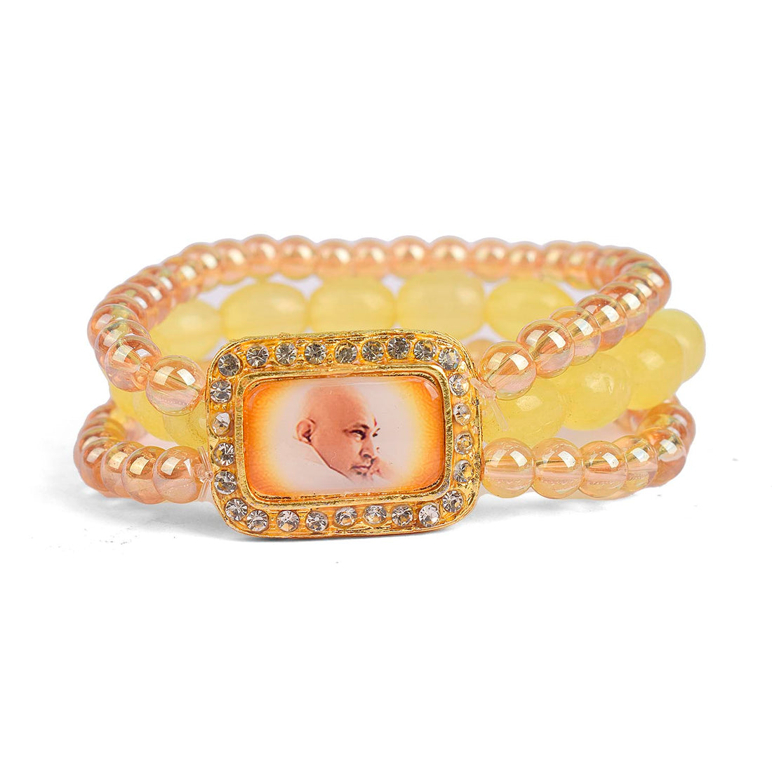 Golden Clear & Yellow Triple Layer Guruji Swaroop Bracelet