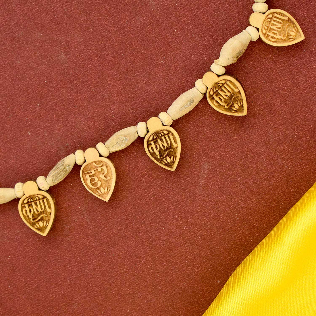 100% Pure Tulsi Kanthi Mala with Hare Ram Hare Krishna Wooden Locket