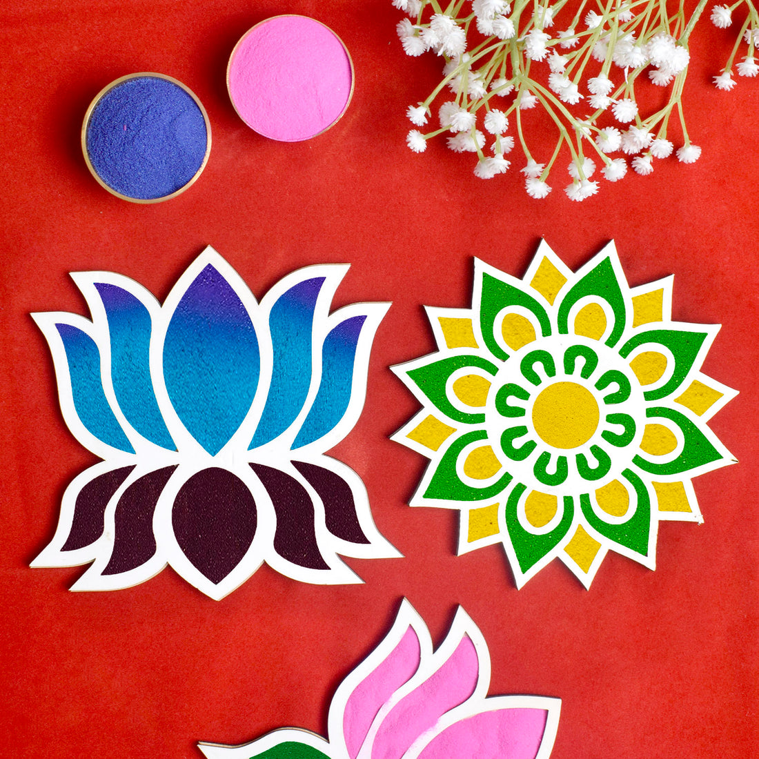 DIY Craft: 6-Inch Rangoli Stencils Set for Festive Decor