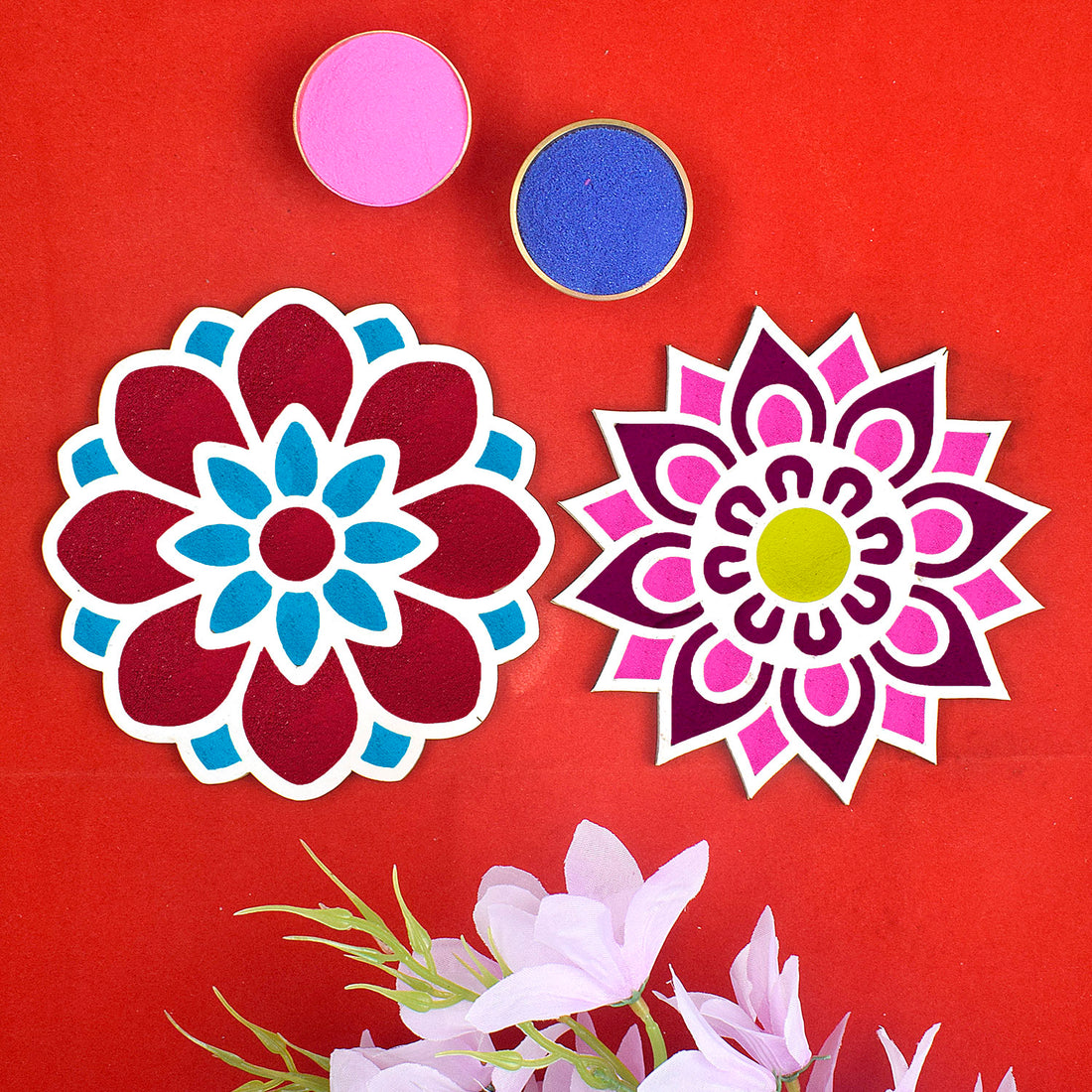 6-Inch Reusable Rangoli Stencil Set of 6 for Festive Decor