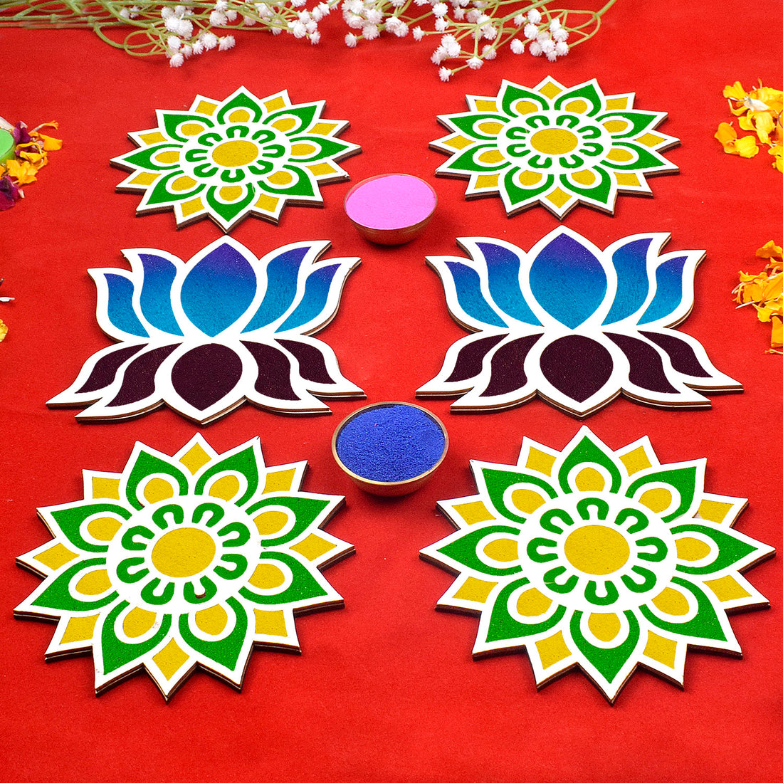 DIY Craft: 6-Inch Rangoli Stencils Set for Festive Decor