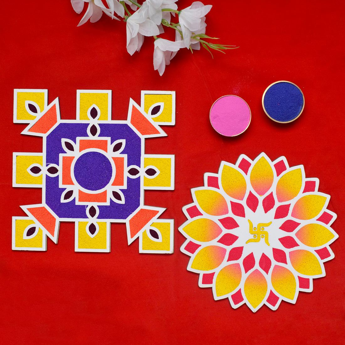 8-Inch Rangoli Stencils: Reusable Templates for DIY Decor Crafting on Floors Set of 6