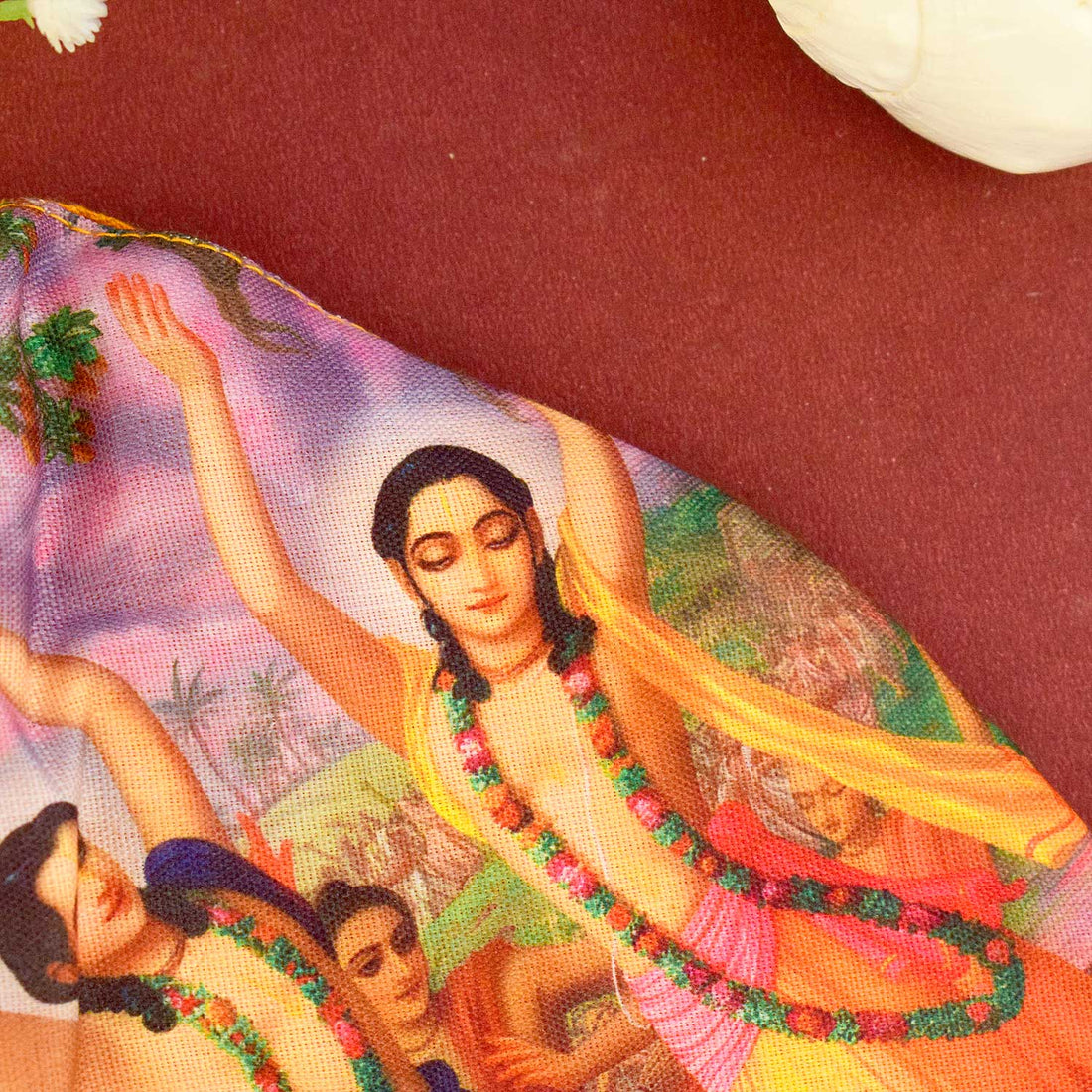 100% Cotton Printed Jap Mala Jholi Bag (Color Kesari)