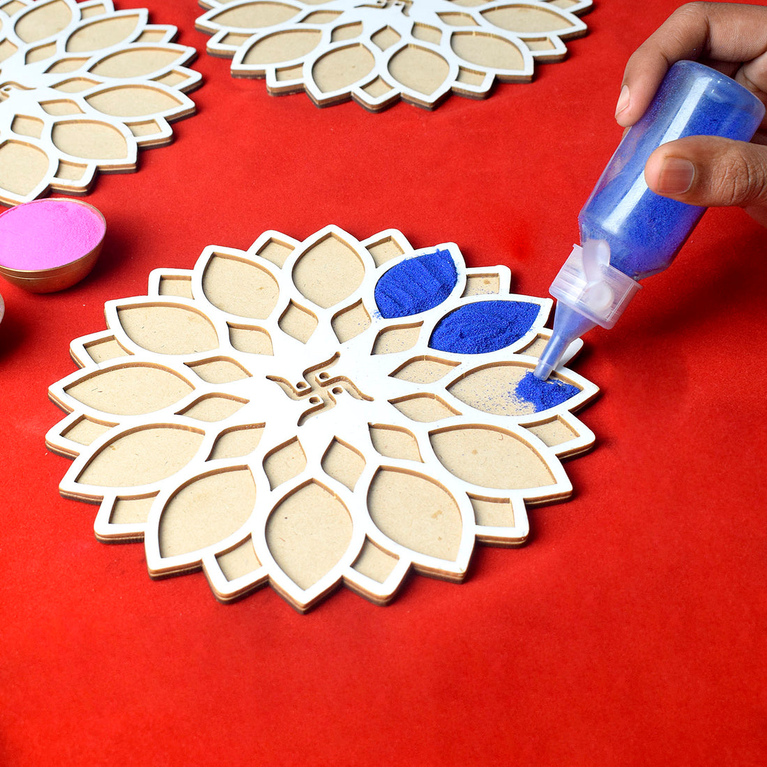 8-Inch Rangoli Stencils: Set of 6 for DIY Decor on Floors and Tables