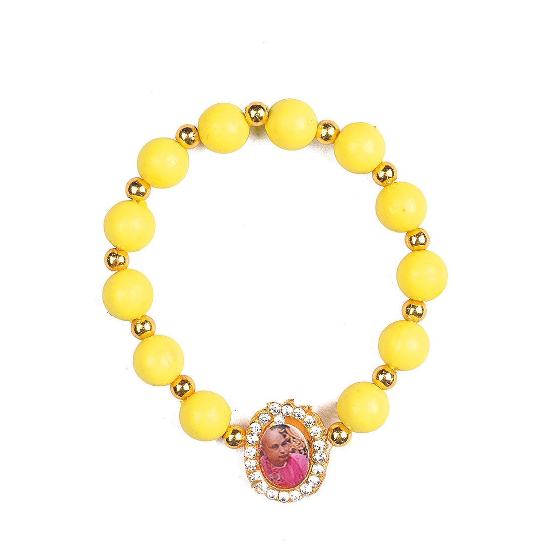 Yellow Bead Bracelet with Jai Guruji Swaroop