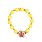 Yellow Bead Bracelet with Jai Guruji Swaroop