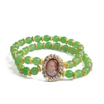 Green Sea Stone Bracelet with Jai Guruji Swaroop