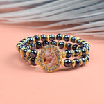 Black Stone Bracelet with Jai Guruji Swaroop