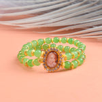 Green Sea Stone Bracelet with Jai Guruji Swaroop