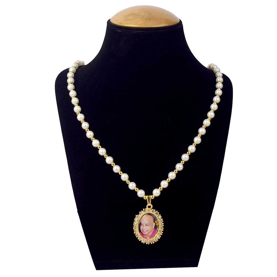 Jai Guruji Swaroop Mala – White & Golden Beads