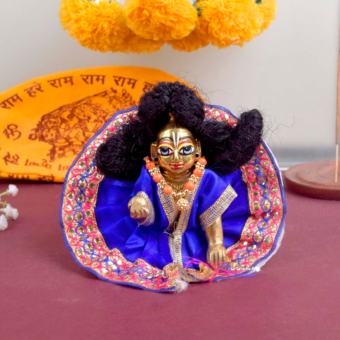 Enchanting Multicolour Laddu Gopal Dress with Golden Border