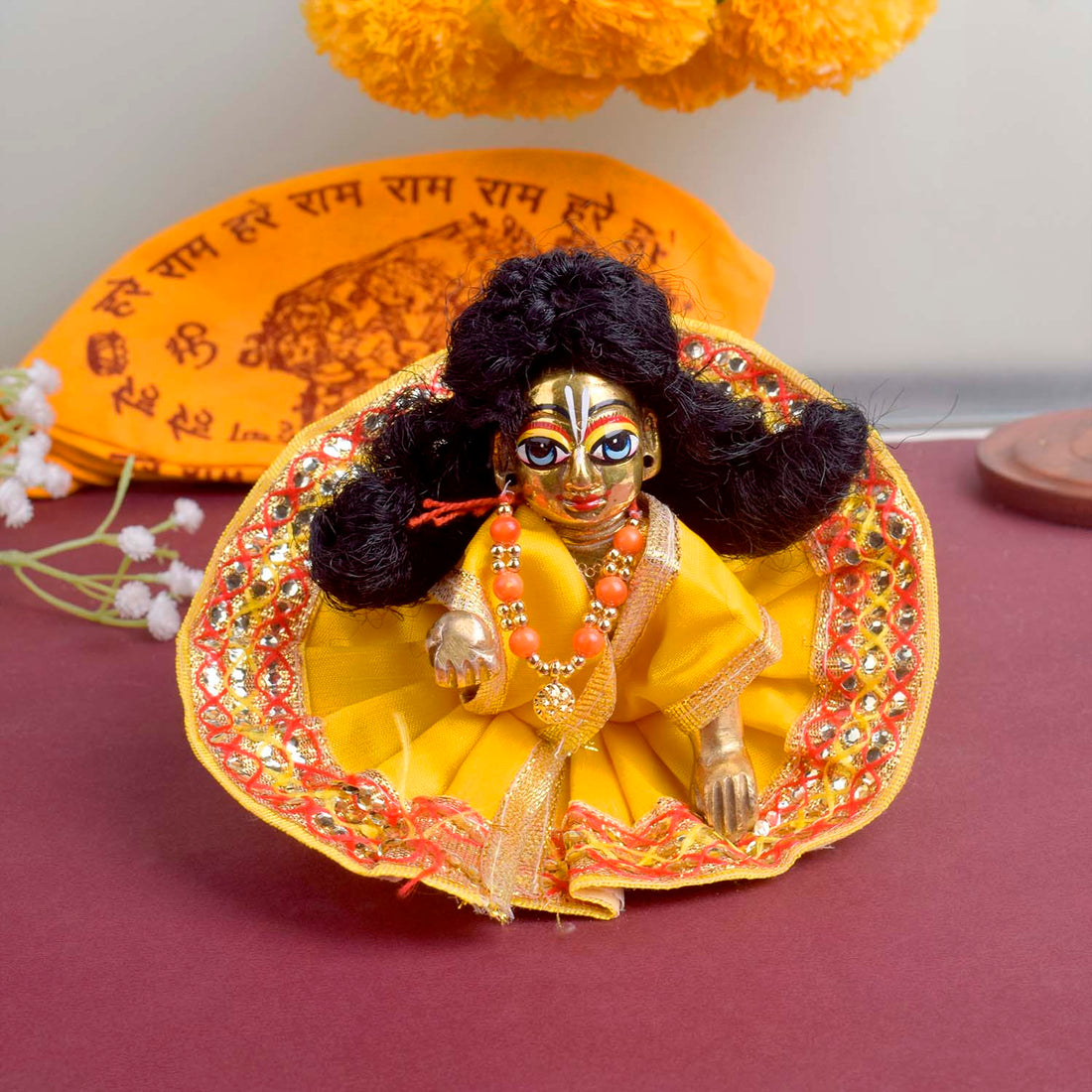 Enchanting Multicolour Laddu Gopal Dress with Golden Border
