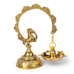 7.5-8 Inch Hanging Morkiran Peacock Brass Diya - Kerala Deepam