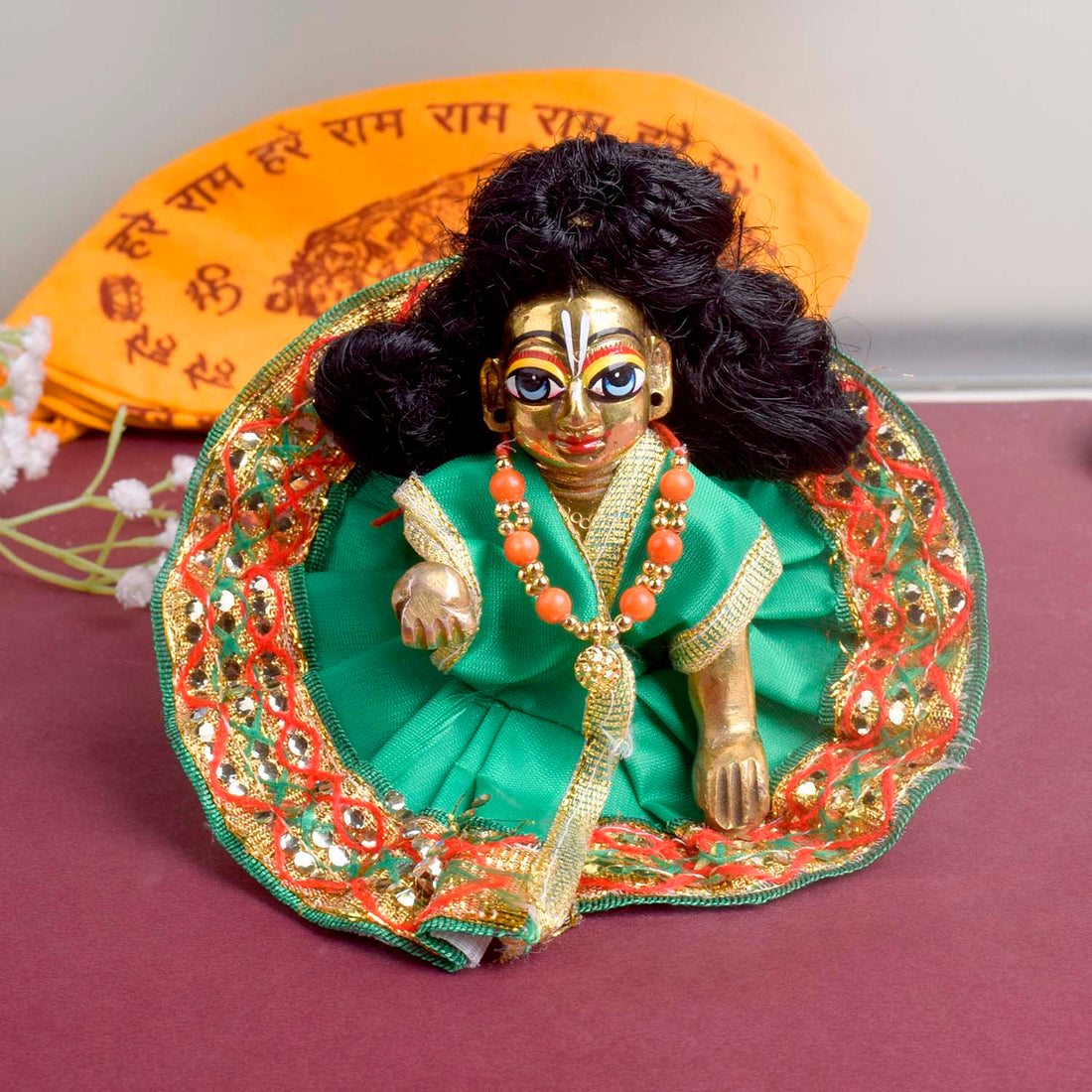 Enchanting Multicolour Laddu Gopal Dress with Golden Border