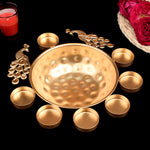 Decorative Metal Peacock Flower Urli with Tea Light