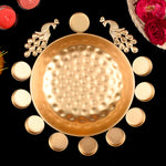 Decorative Metal Peacock Flower Urli with Tea Light (Pack of 3)