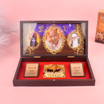 Gold Plated Guru Ji Sukrana Charan Paduka Box with Mahadev and Waheguru