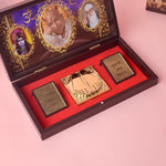 Gold Plated Guru Ji Sukrana Charan Paduka Box with Mahadev and Waheguru