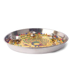 Stainless Steel Peacock Printed Pooja Thali Set
