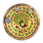 Stainless Steel Peacock Printed Pooja Thali Set