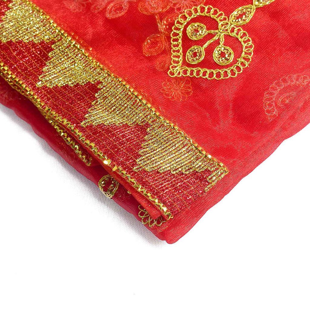 Traditional Mata Ki Chunri with intricate golden embroidery, ideal for Devi Puja, temple offerings, and festive occasions. Measuring 208 cm (82 inches) in length and 100 cm (39 inches) in height, this Chunri is crafted with rich golden patterns and a decorative border, making it a perfect offering for Navratri, Durga Puja, and religious ceremonies.

Explore Big Size Mata Ki Chunri, Devi Chunri for Puja, and more at Satvik Store for authentic spiritual products.