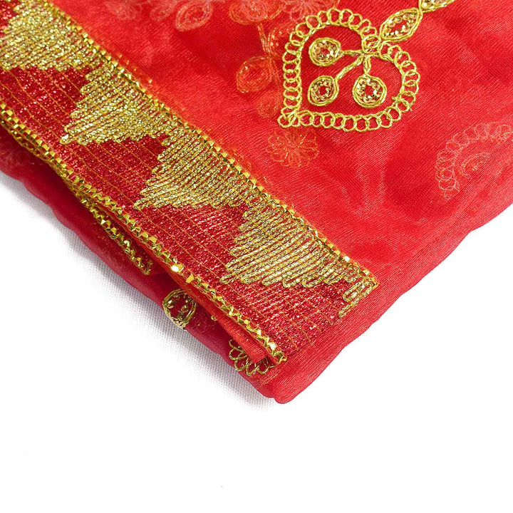 Traditional Mata Ki Chunri with intricate golden embroidery, ideal for Devi Puja, temple offerings, and festive occasions. Measuring 208 cm (82 inches) in length and 100 cm (39 inches) in height, this Chunri is crafted with rich golden patterns and a decorative border, making it a perfect offering for Navratri, Durga Puja, and religious ceremonies.

Explore Big Size Mata Ki Chunri, Devi Chunri for Puja, and more at Satvik Store for authentic spiritual products.