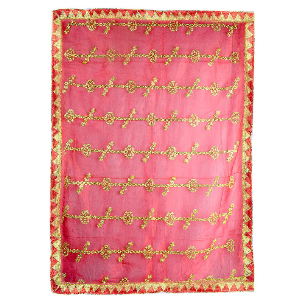 Traditional Mata Ki Chunri with intricate golden embroidery, ideal for Devi Puja, temple offerings, and festive occasions. Measuring 208 cm (82 inches) in length and 100 cm (39 inches) in height, this Chunri is crafted with rich golden patterns and a decorative border, making it a perfect offering for Navratri, Durga Puja, and religious ceremonies.

Explore Big Size Mata Ki Chunri, Devi Chunri for Puja, and more at Satvik Store for authentic spiritual products.