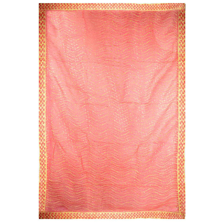 Traditional Mata Ki Chunri in red and gold, measuring 214 cm (84 inches) in length and 104 cm (41 inches) in height. Designed with intricate golden embroidery and a decorative border, this auspicious dupatta is ideal for pooja rituals, temple offerings, and festive occasions. Available at Satvik Store.