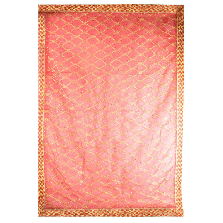 Beautiful Mata Ki Chunri in red and gold, measuring 204 cm in length and 102 cm in height. This traditional dupatta is adorned with intricate golden embroidery and a decorative border, perfect for offering during pooja and religious ceremonies. Available at Satvik Store.