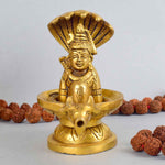 4.7 Inch Brass Shivalingam and Sheshnag Figurine