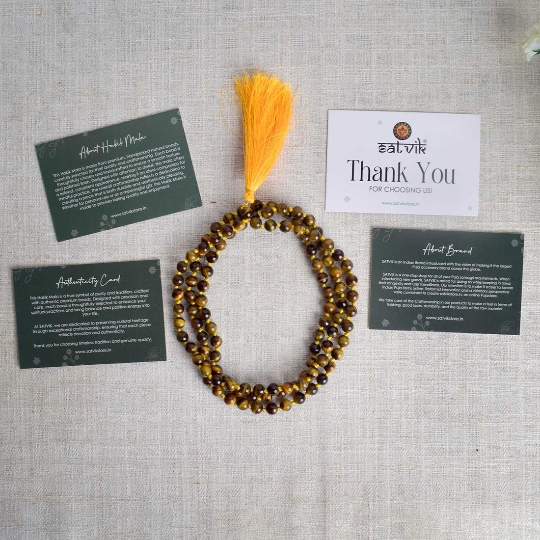 Tiger Eye Hakik Mala (108 Beads) – A Stone of Strength & Protection