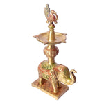 12.2 Inch Brass Elephant Diya Stand for Pooja Home Temple Décor