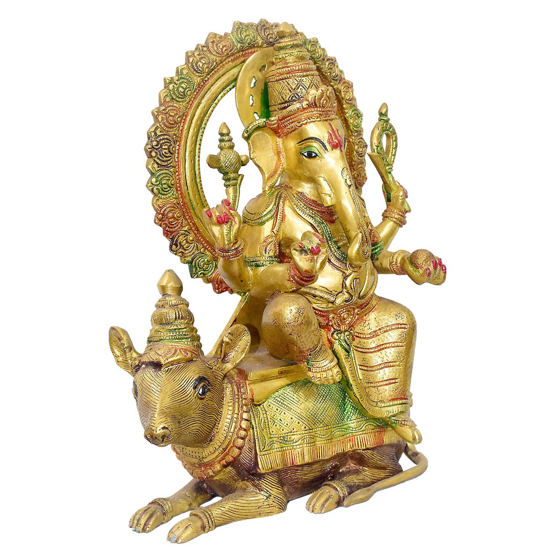 16 Inch Divine Brass Ganesha on Nandi – Sacred Vedic Sculpture