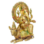 16 Inch Divine Brass Ganesha on Nandi – Sacred Vedic Sculpture