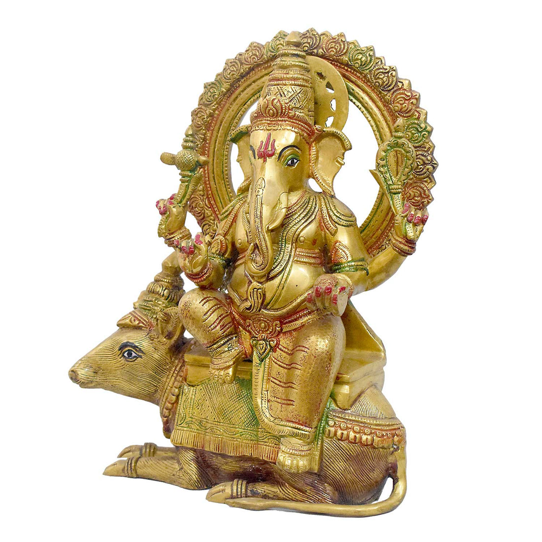 16 Inch Divine Brass Ganesha on Nandi – Sacred Vedic Sculpture