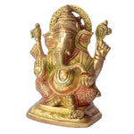 5.4 Inch Multicolor Brass Lord Ganesha Idol for Home Mandir