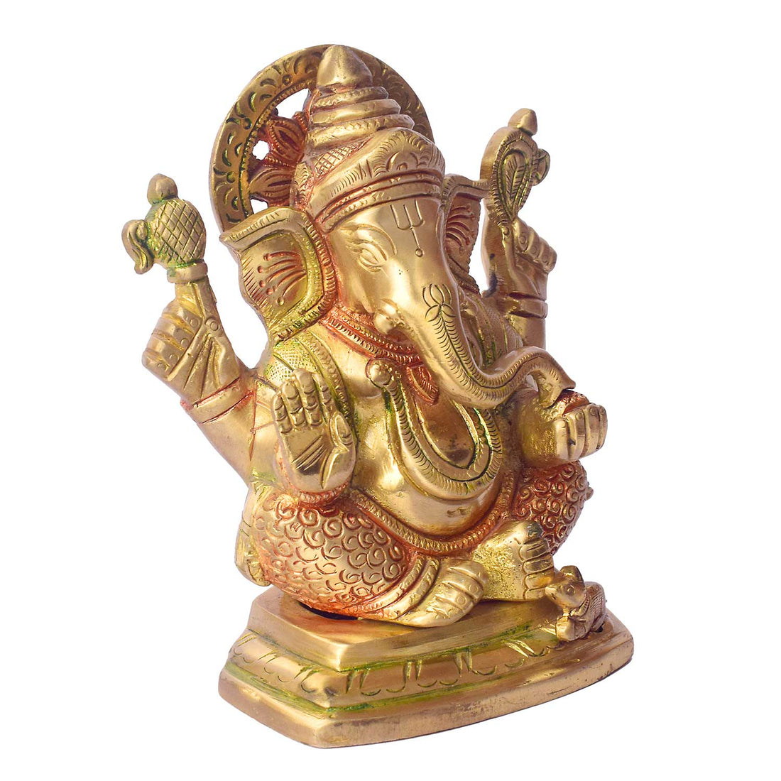 5.4 Inch Multicolor Brass Lord Ganesha Idol for Home Mandir
